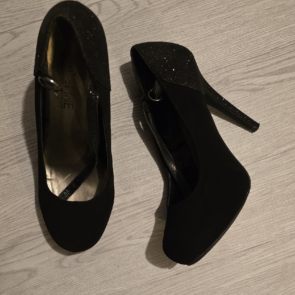 Madeline Black Glitter Heels
